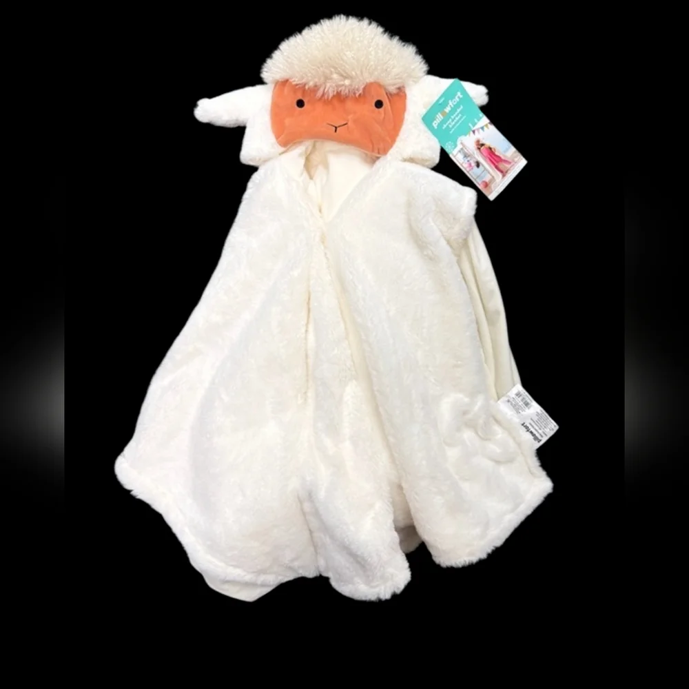 Nwt Pillowfort Kid's Boy Girl Easter/ Christmas Sheep Hooded Blanket One Size